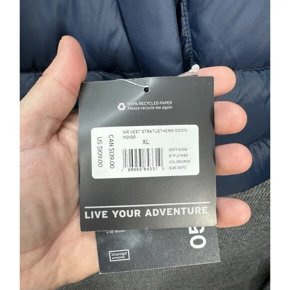 Eddie Bauer 650 FP StratusTherm Down Vest Womens XL Blue Puffer Full Zip NEW - Picture 4 of 11